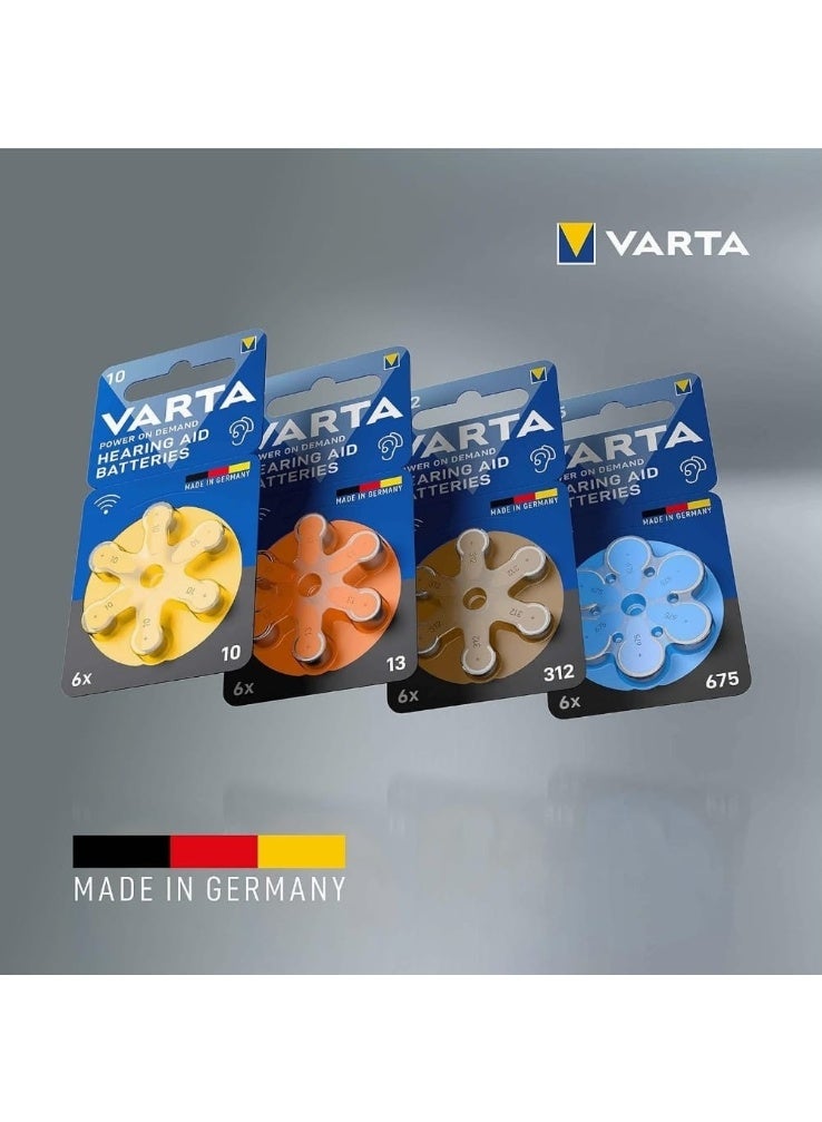 VARTA Hearing Aid Batteries Type 10-13-312-675, 1.45V, 6 Pieces - Image 1